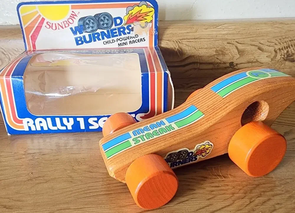 Original 1970's Sunbow Toys Wood Burners Rolling Roadster Car In Box See Pic